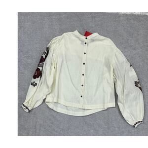 Scotch & Soda Women's Cream Embroidered Long Sleeve Blouse Size M #65446